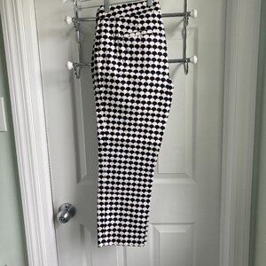 Ann Taylor | Black & White, w/ Touch of Gold Scallop Print Ankle Pants | Size 4